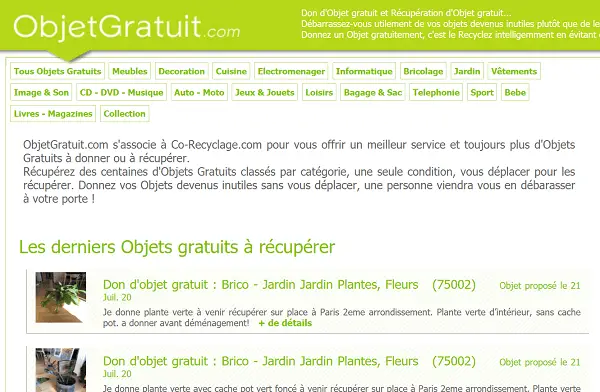 objet gratuit